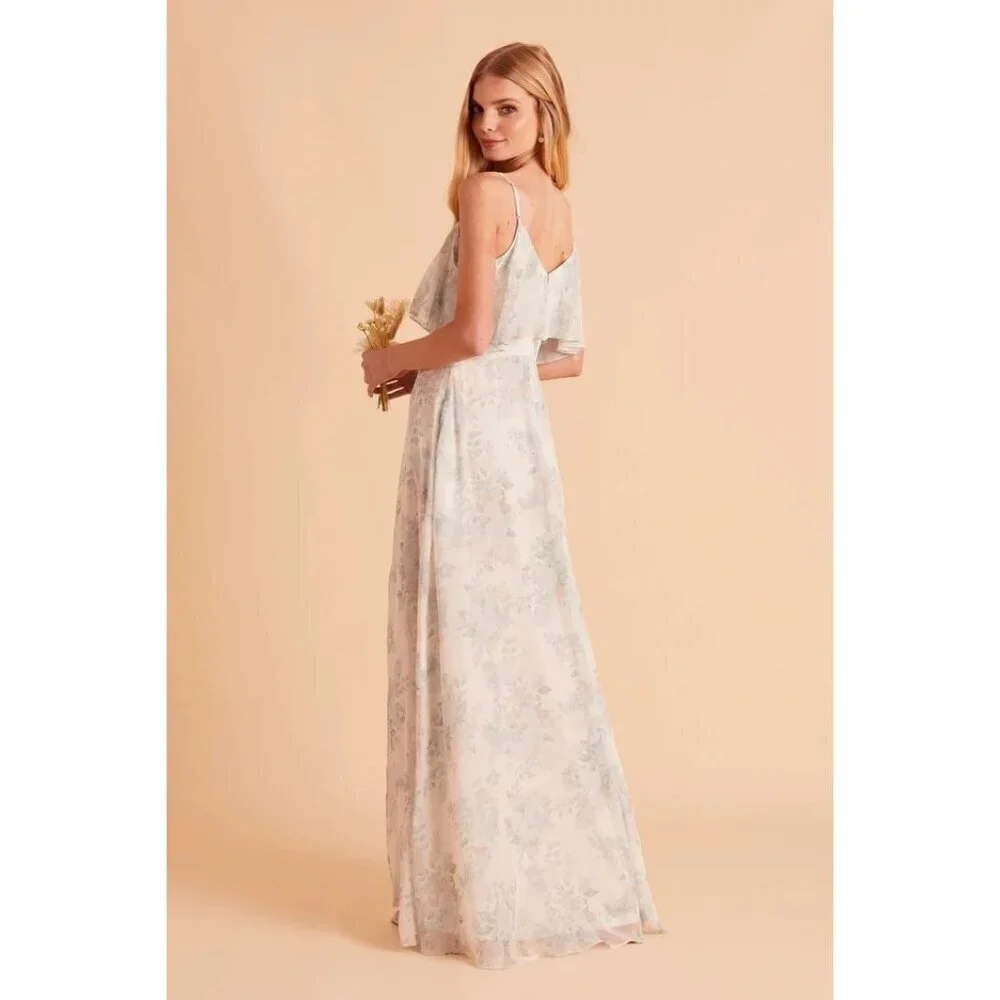 Birdy Grey Jane Slit Convertible Blush BouquetMaxi Formal Bridesmaid Dress S NWT